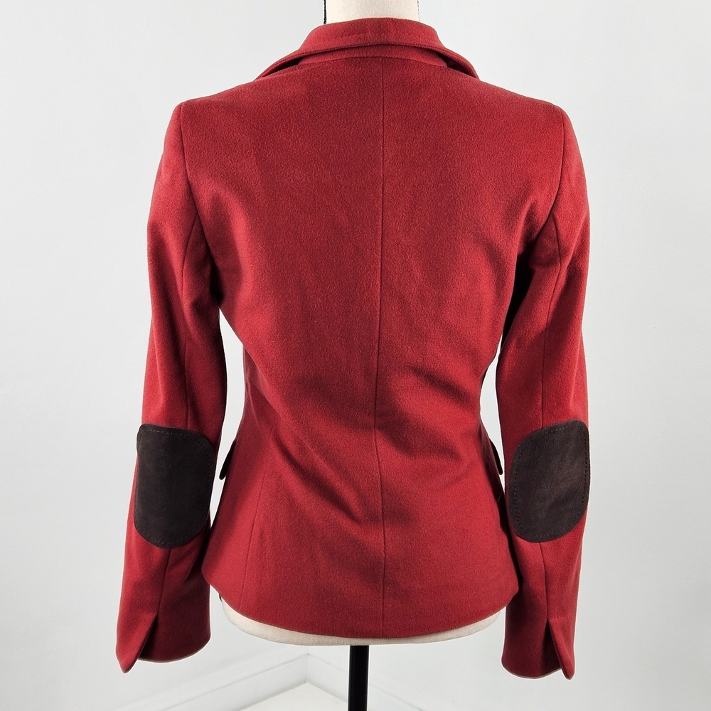 Max Mara Red Wool Fall Winter Blazer Jacket Elbow Patches Women's 8 | FLAW - Picture 3 of 16